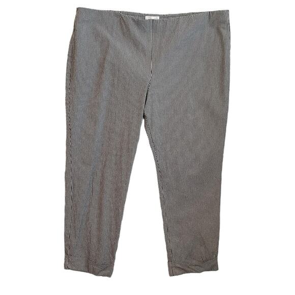 J Jill Women Ankle Pants‎ 16 Petite Stretch Black White Checked Preppy Coastal - Picture 1 of 10